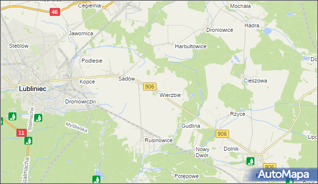 mapa Wierzbie gmina Koszęcin, Wierzbie gmina Koszęcin na mapie Targeo
