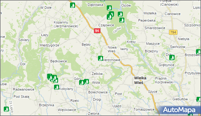 mapa Wierzchowie, Wierzchowie na mapie Targeo