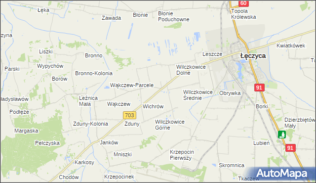 mapa Wilczkowice nad Szosą, Wilczkowice nad Szosą na mapie Targeo