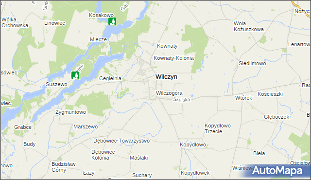 mapa Wilczogóra gmina Wilczyn, Wilczogóra gmina Wilczyn na mapie Targeo