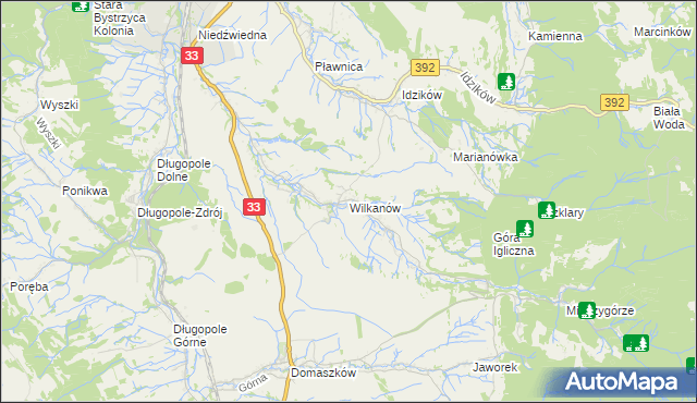 mapa Wilkanów, Wilkanów na mapie Targeo