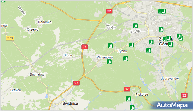 mapa Wilkanowo gmina Świdnica, Wilkanowo gmina Świdnica na mapie Targeo