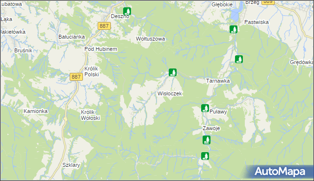 mapa Wisłoczek, Wisłoczek na mapie Targeo