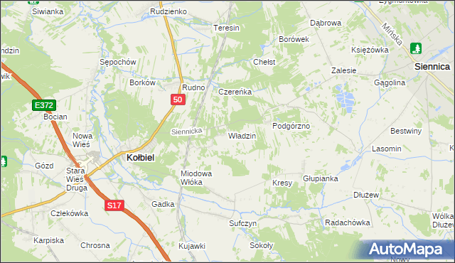 mapa Władzin, Władzin na mapie Targeo