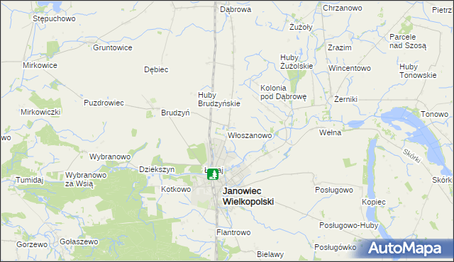 mapa Włoszanowo, Włoszanowo na mapie Targeo