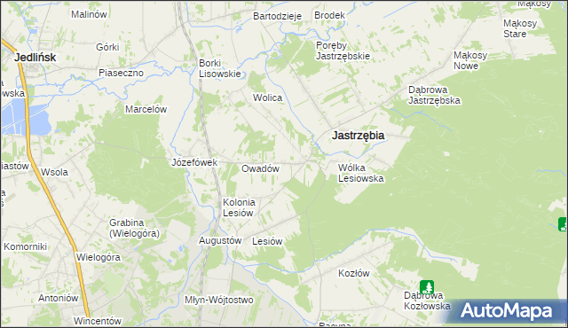 mapa Wojciechów gmina Jastrzębia, Wojciechów gmina Jastrzębia na mapie Targeo