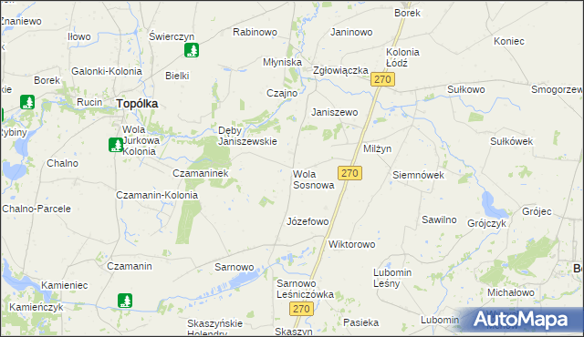 mapa Wola Sosnowa, Wola Sosnowa na mapie Targeo