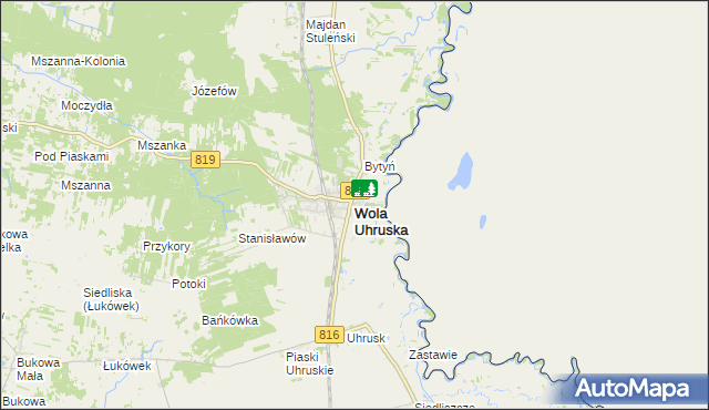 mapa Wola Uhruska, Wola Uhruska na mapie Targeo