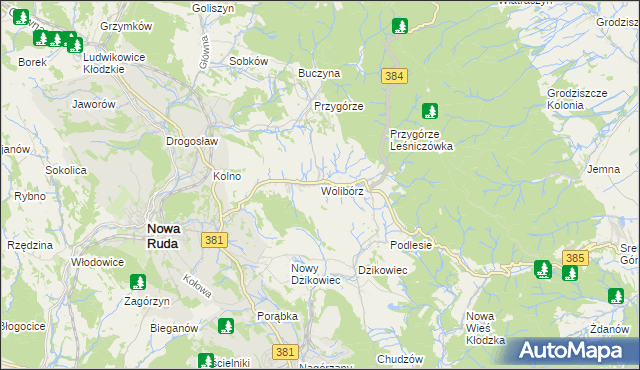 mapa Wolibórz, Wolibórz na mapie Targeo