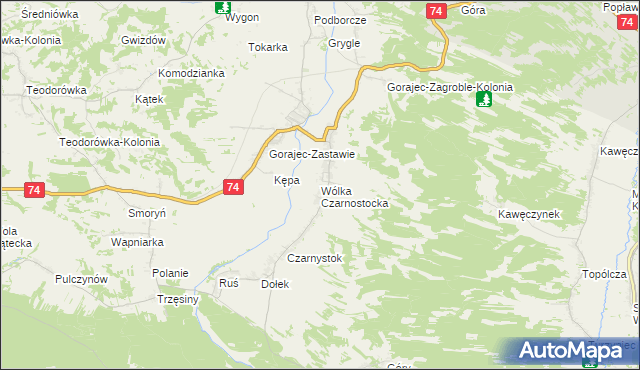 mapa Wólka Czarnostocka, Wólka Czarnostocka na mapie Targeo
