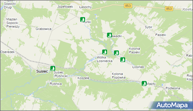 mapa Wólka Łosiniecka, Wólka Łosiniecka na mapie Targeo