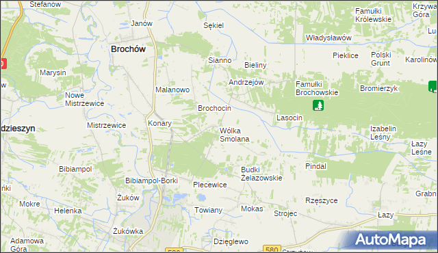 mapa Wólka Smolana gmina Brochów, Wólka Smolana gmina Brochów na mapie Targeo