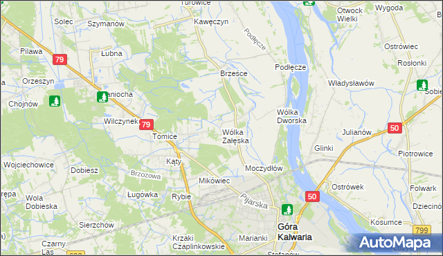 mapa Wólka Załęska gmina Góra Kalwaria, Wólka Załęska gmina Góra Kalwaria na mapie Targeo
