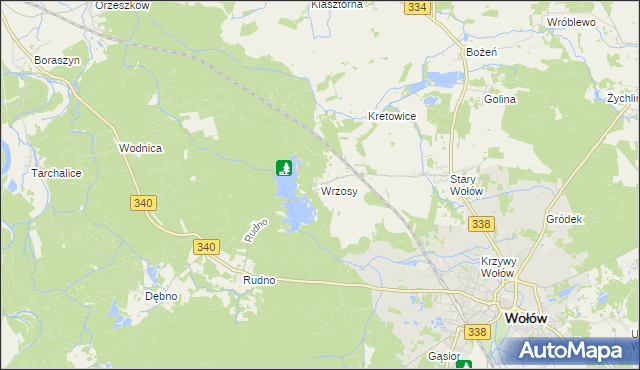 mapa Wrzosy gmina Wołów, Wrzosy gmina Wołów na mapie Targeo