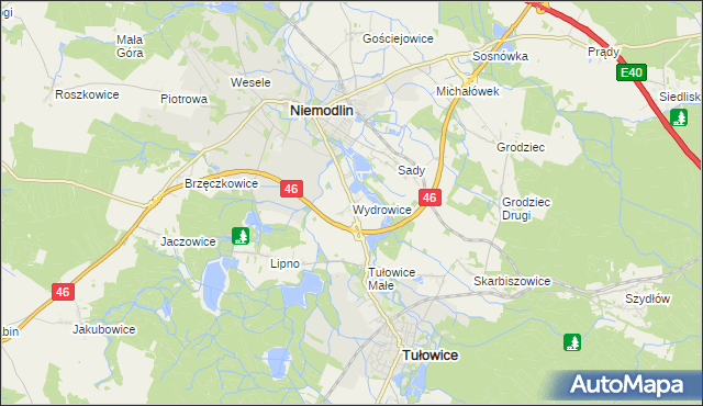 mapa Wydrowice gmina Niemodlin, Wydrowice gmina Niemodlin na mapie Targeo