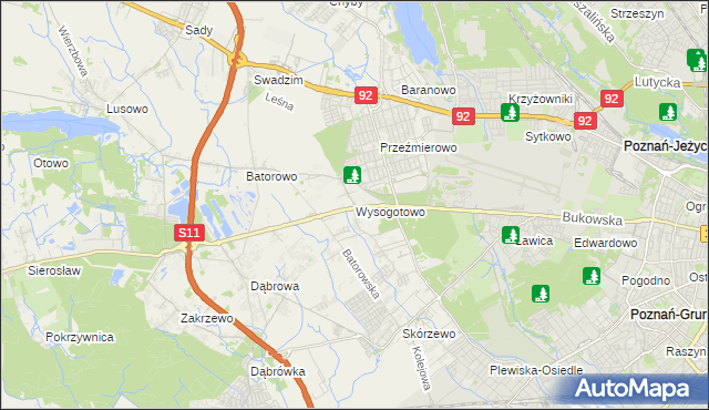 mapa Wysogotowo, Wysogotowo na mapie Targeo