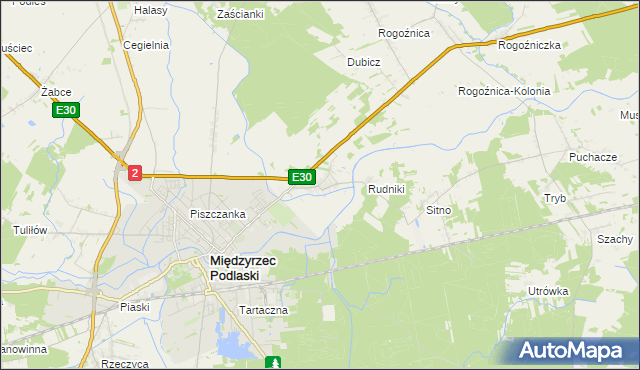 mapa Wysokie gmina Międzyrzec Podlaski, Wysokie gmina Międzyrzec Podlaski na mapie Targeo