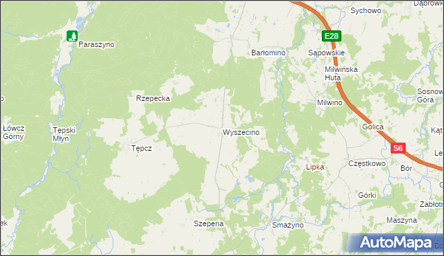 mapa Wyszecino, Wyszecino na mapie Targeo