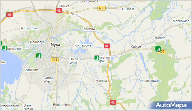 mapa Wyszków Śląski, Wyszków Śląski na mapie Targeo