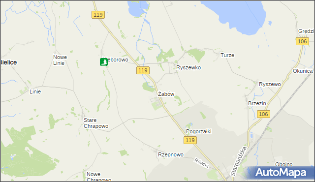 mapa Żabów, Żabów na mapie Targeo