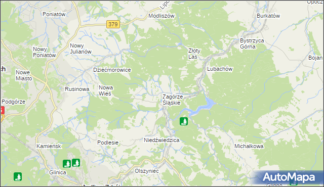 mapa Zagórze Śląskie, Zagórze Śląskie na mapie Targeo