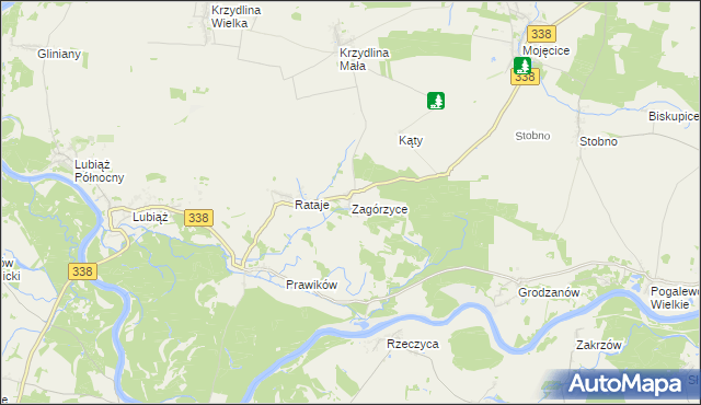 mapa Zagórzyce gmina Wołów, Zagórzyce gmina Wołów na mapie Targeo