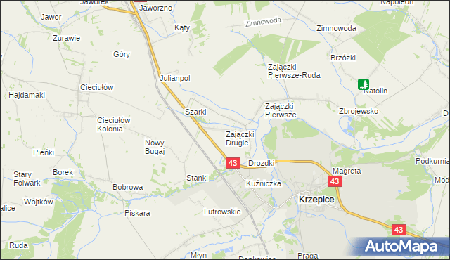 mapa Zajączki Drugie, Zajączki Drugie na mapie Targeo