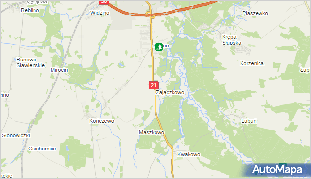 mapa Zajączkowo gmina Kobylnica, Zajączkowo gmina Kobylnica na mapie Targeo