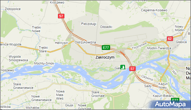 mapa Zakroczym, Zakroczym na mapie Targeo