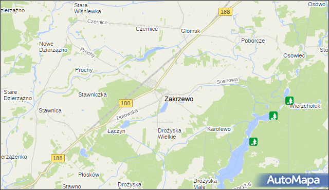 mapa Zakrzewo powiat złotowski, Zakrzewo powiat złotowski na mapie Targeo