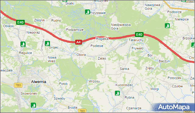 mapa Zalas gmina Krzeszowice, Zalas gmina Krzeszowice na mapie Targeo