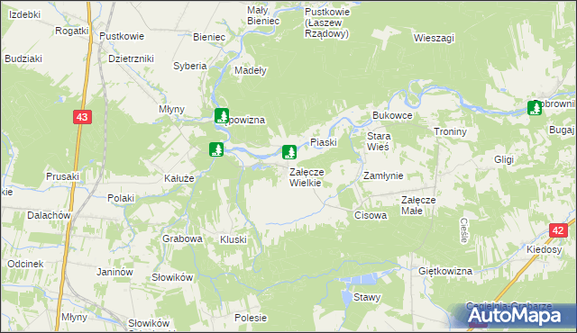 mapa Załęcze Wielkie, Załęcze Wielkie na mapie Targeo