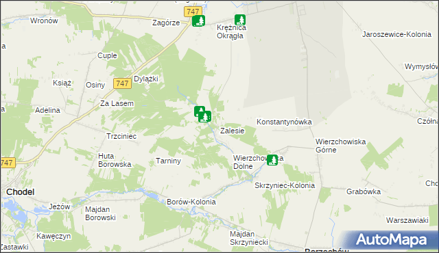 mapa Zalesie gmina Bełżyce, Zalesie gmina Bełżyce na mapie Targeo