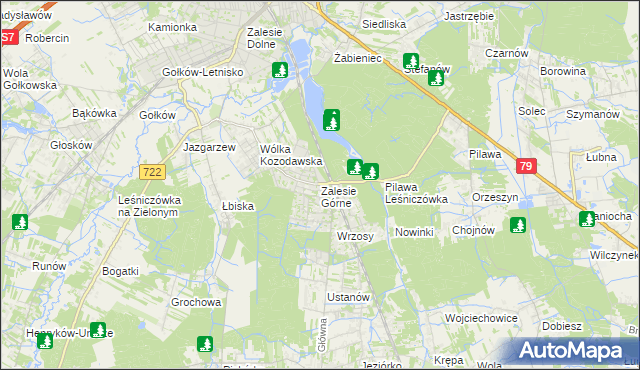 mapa Zalesie Górne, Zalesie Górne na mapie Targeo