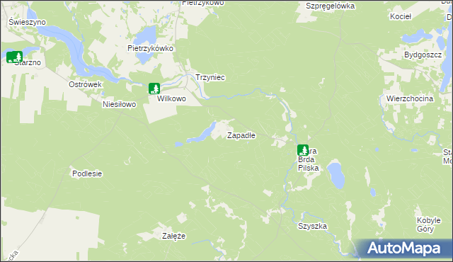 mapa Zapadłe gmina Koczała, Zapadłe gmina Koczała na mapie Targeo