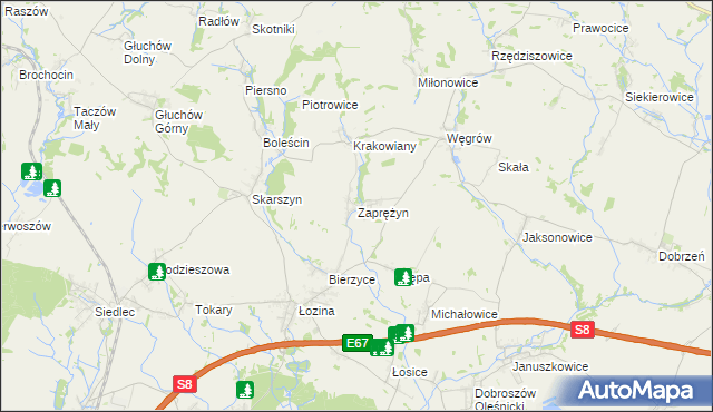 mapa Zaprężyn, Zaprężyn na mapie Targeo