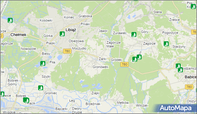 mapa Żarki gmina Libiąż, Żarki gmina Libiąż na mapie Targeo