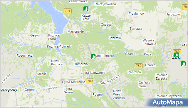 mapa Żarki-Letnisko, Żarki-Letnisko na mapie Targeo