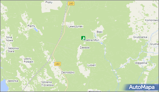 mapa Zawada gmina Miedzichowo, Zawada gmina Miedzichowo na mapie Targeo