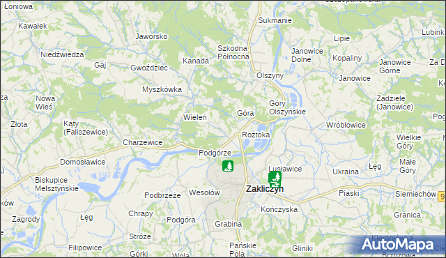 mapa Zawada Lanckorońska, Zawada Lanckorońska na mapie Targeo