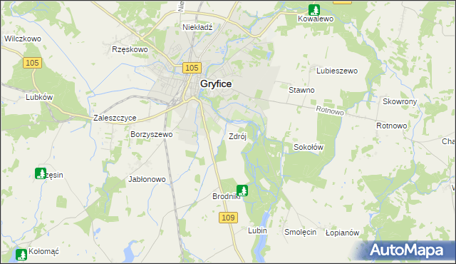 mapa Zdrój gmina Gryfice, Zdrój gmina Gryfice na mapie Targeo