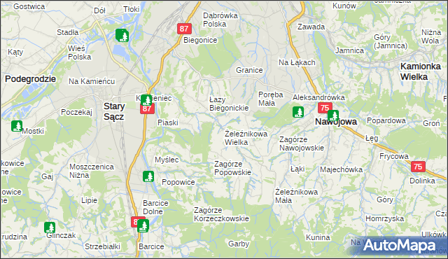 mapa Żeleźnikowa Wielka, Żeleźnikowa Wielka na mapie Targeo