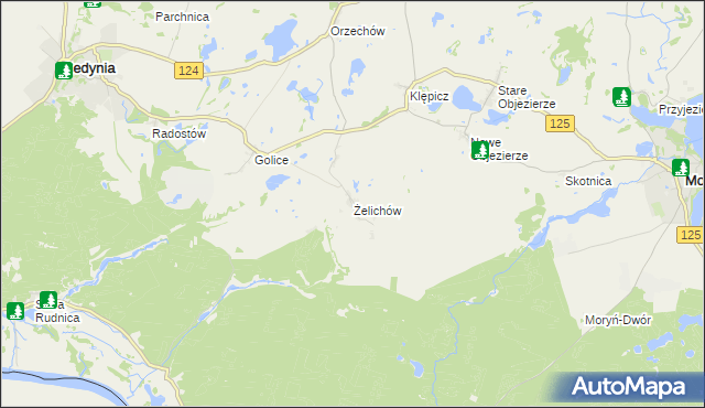 mapa Żelichów gmina Cedynia, Żelichów gmina Cedynia na mapie Targeo