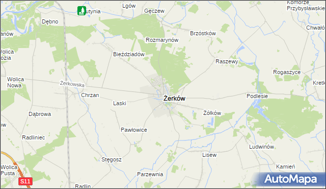 mapa Żerków powiat jarociński, Żerków powiat jarociński na mapie Targeo