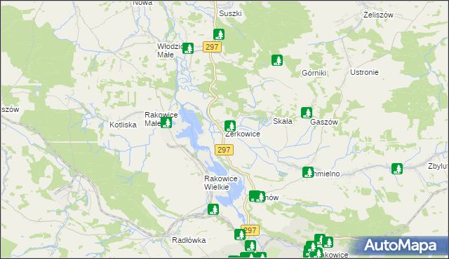 mapa Żerkowice gmina Lwówek Śląski, Żerkowice gmina Lwówek Śląski na mapie Targeo