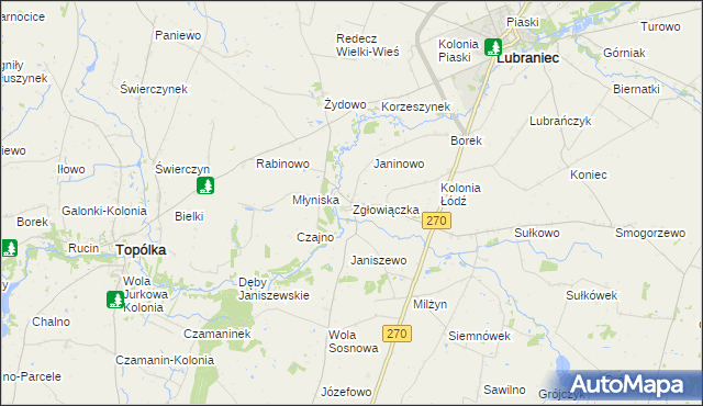 mapa Zgłowiączka, Zgłowiączka na mapie Targeo