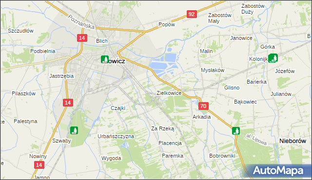 mapa Zielkowice, Zielkowice na mapie Targeo