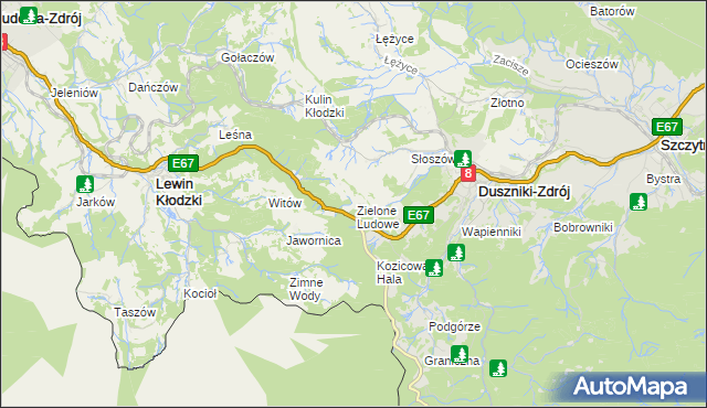 mapa Zielone Ludowe, Zielone Ludowe na mapie Targeo