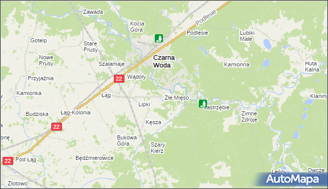 mapa Złe Mięso, Złe Mięso na mapie Targeo