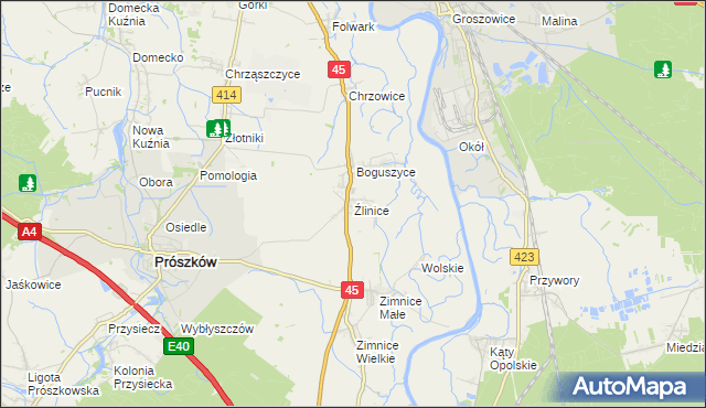 mapa Źlinice, Źlinice na mapie Targeo